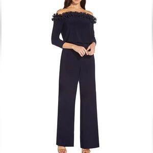 Adrianna Papell Off-The-Shoulder Ruffled Blouson Jumpsuit Size 6